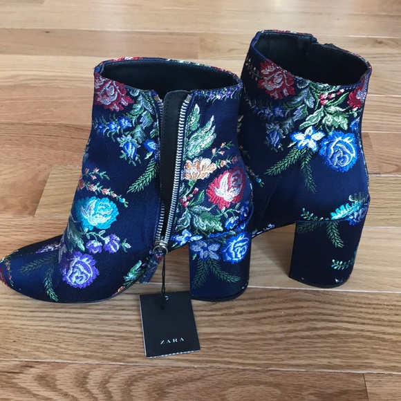 Zara Shoes - ZARA size 6 embroidered floral ankle boots